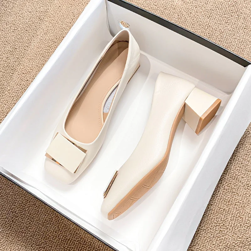 Women's breathable stiletto heel pumps for warm weatherWomen Fashion Casual Leather Chunky Heel Pumps Women's breathable stiletto heel pumps for warm weatherWomen Fashion Casual Leather Chunky Heel Pumps