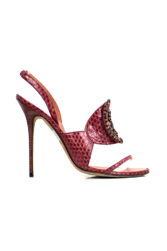 Women's ankle - strap stiletto heel pumps with a cut - out detail[WS1916] Manolo Blahnik | High heel sandals