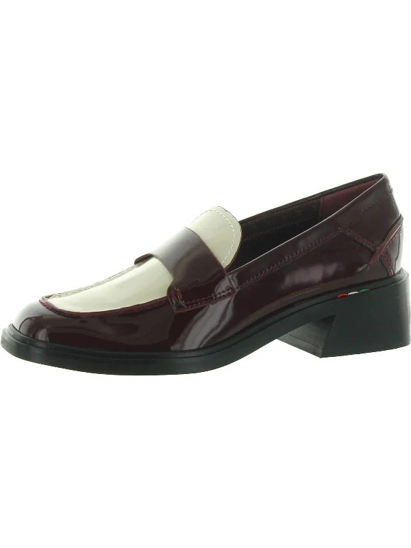 Women's genuine leather stiletto heel pumps with a soft finishGabriella Womens Patent Leather Square Toe Loafer Heels Women's genuine leather stiletto heel pumps with a soft finishGabriella Womens Patent Leather Square Toe Loafer Heels