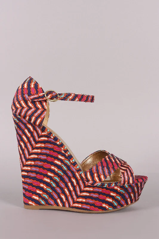 Women's date - night stiletto heel pumps with a sexy silhouetteBamboo Abstract Print Crossband Platform Wedge Women's date - night stiletto heel pumps with a sexy silhouetteBamboo Abstract Print Crossband Platform Wedge