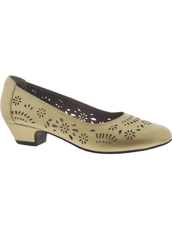 Women's metallic leather stiletto heel pumps with a reflective surfaceDahlia Womens Faux Leather Perforated Dress Pumps Women's metallic leather stiletto heel pumps with a reflective surfaceDahlia Womens Faux Leather Perforated Dress Pumps