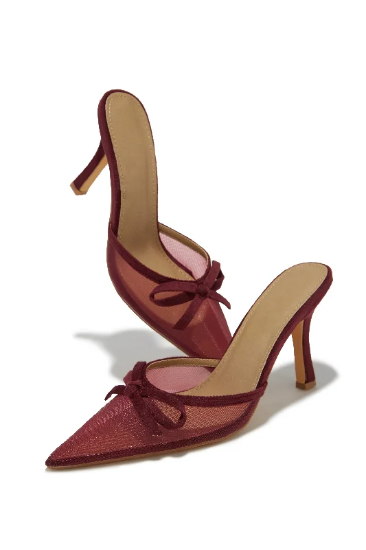 Women's cork - sole stiletto heel pumps for a natural touchCarrie Mule Heel Pumps - Cherry Women's cork - sole stiletto heel pumps for a natural touchCarrie Mule Heel Pumps - Cherry