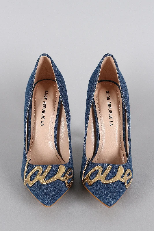 Women's patent leather stiletto heel pumps with a high - shine finishShoe Republic LA Denim Love Pointy Toe Stiletto Pump Women's patent leather stiletto heel pumps with a high - shine finishShoe Republic LA Denim Love Pointy Toe Stiletto Pump