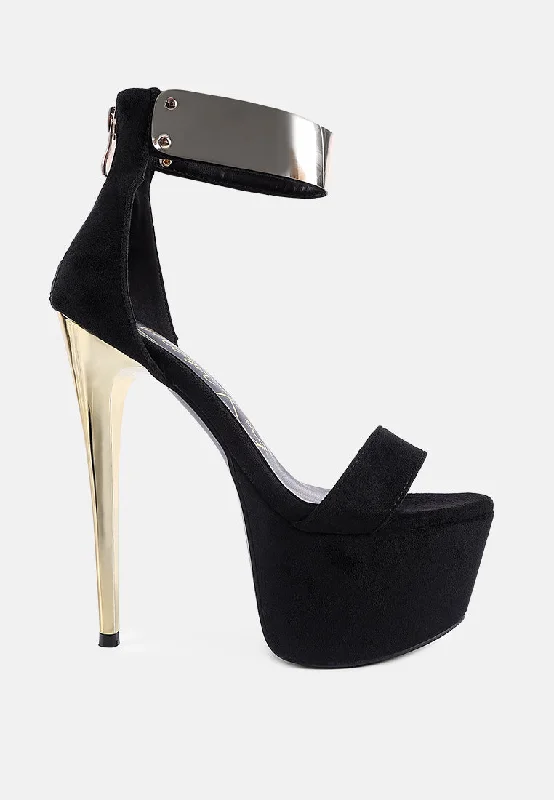 Women's prom stiletto heel pumps in a shimmery fabriccosmo girl metal band high heeled sandals