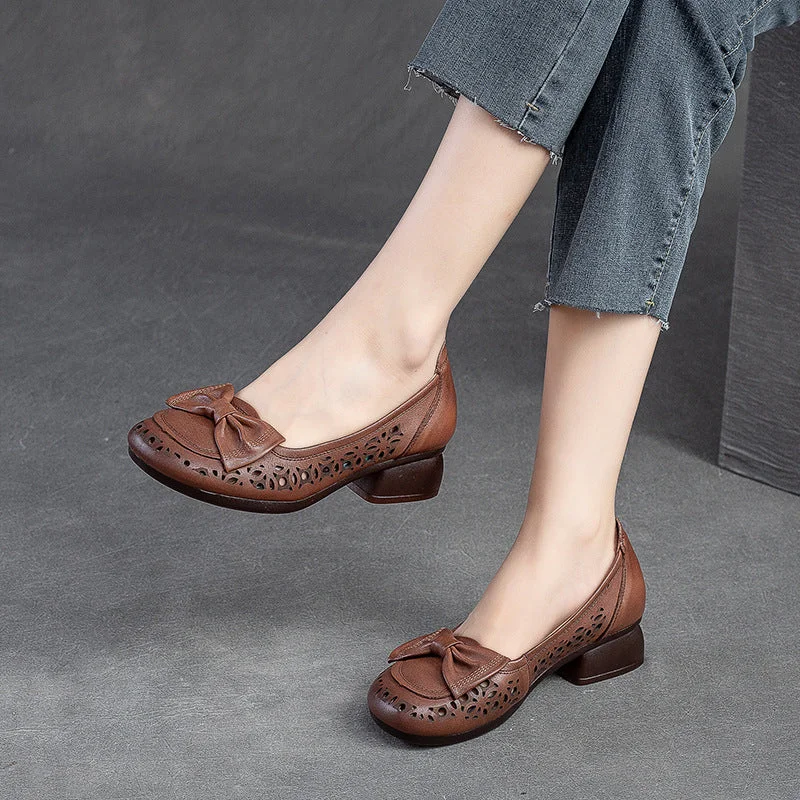 Women's mesh - paneled stiletto heel pumps for breathabilityWomen Summer Hollow Leather Low Chunky Heel Pumps Women's mesh - paneled stiletto heel pumps for breathabilityWomen Summer Hollow Leather Low Chunky Heel Pumps