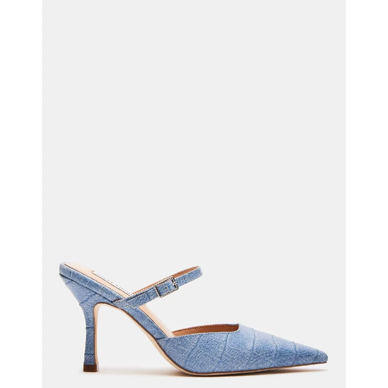 Women's ankle - strap stiletto heel pumps with a cut - out detailBrecki Blue Crocodile Women's ankle - strap stiletto heel pumps with a cut - out detailBrecki Blue Crocodile