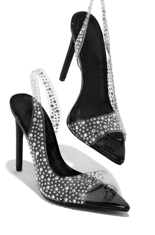 Women's non - slip stiletto heel pumps for safety on slippery floorsAnalezi Embellished Peep Toe Heels - Black Women's non - slip stiletto heel pumps for safety on slippery floorsAnalezi Embellished Peep Toe Heels - Black