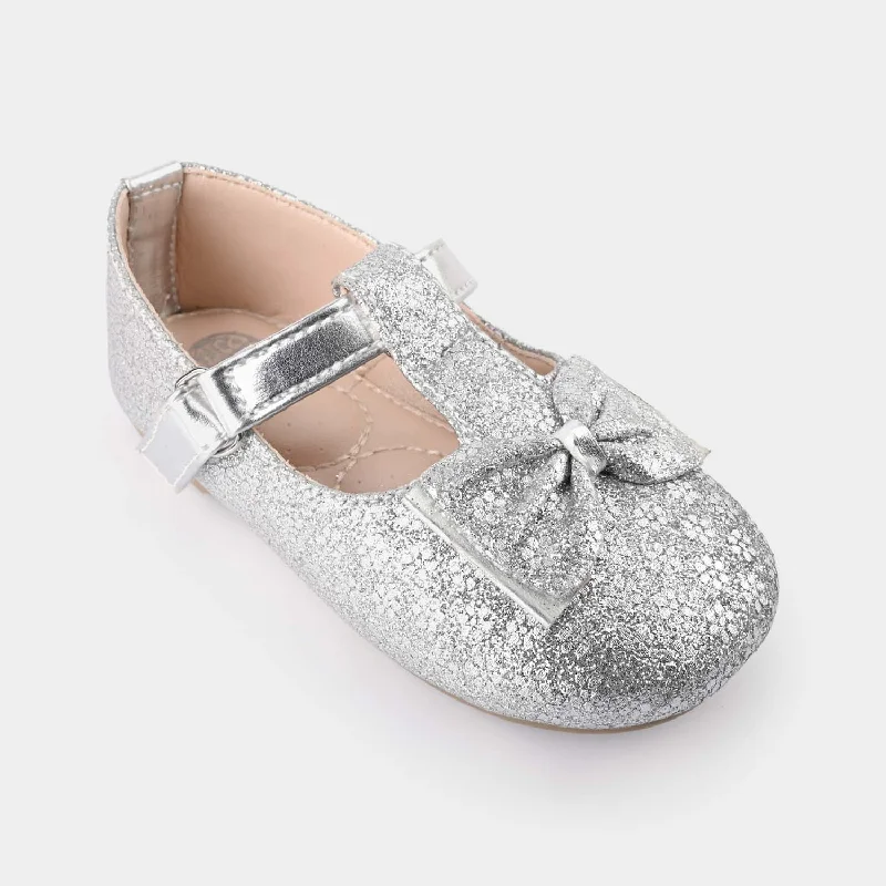 Women's lace - trimmed stiletto heel pumps with a scalloped edgeGirls Pumps 11-24-SILVER