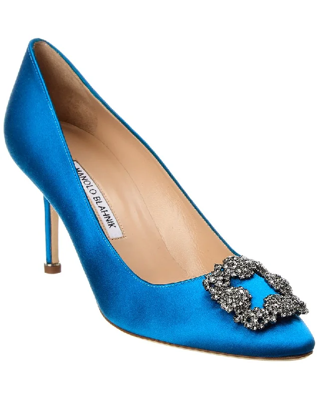 Women's adjustable - strap stiletto heel pumps for a customizable fitManolo Blahnik Hangisi 70 Satin Pump Women's adjustable - strap stiletto heel pumps for a customizable fitManolo Blahnik Hangisi 70 Satin Pump
