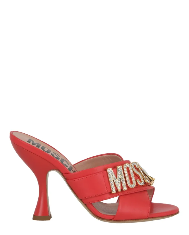 Women's office - appropriate stiletto heel pumps with a low - heel optionCrystal Logo Leather Mules Women's office - appropriate stiletto heel pumps with a low - heel optionCrystal Logo Leather Mules