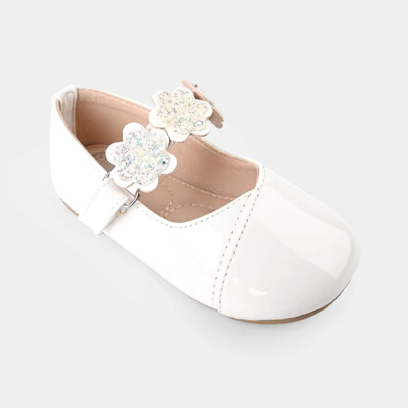 Women's ruffled stiletto heel pumps for a romantic styleGirls Pumps 11-25-White