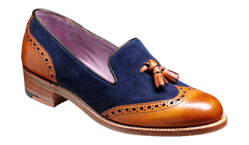 Lightweight Women's Mesh - Paneled Loafers in White for BreathabilityAmber - Cedar Calf / Blue Suede