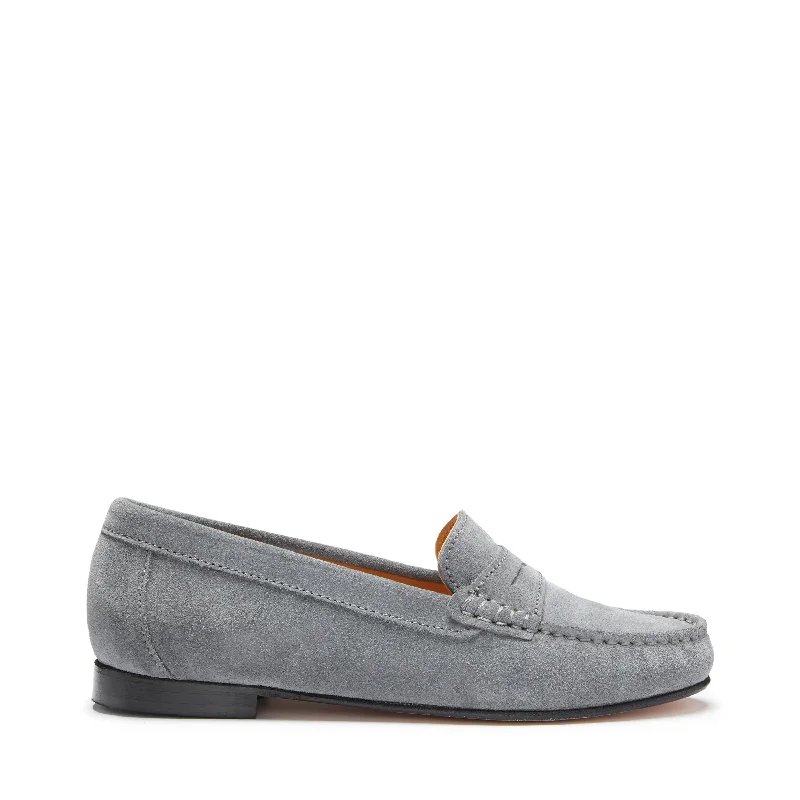 Women's Glitter - Embellished Loafers in Silver for a Sparkly Party LookWomen's Penny Loafers Leather Sole, slate grey suede Women's Glitter - Embellished Loafers in Silver for a Sparkly Party LookWomen's Penny Loafers Leather Sole, slate grey suede