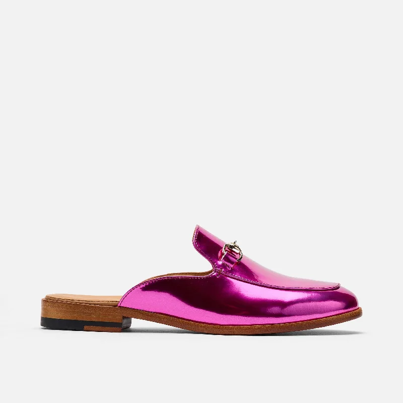 Women's Metallic Foil - Finish Loafers in Gold for a Glamorous Night OutMs. Del Sol Magenta Loafer Mule Women's Metallic Foil - Finish Loafers in Gold for a Glamorous Night OutMs. Del Sol Magenta Loafer Mule