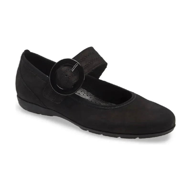 Women's Tassel - Trimmed Loafers with a Low Heel in Olive Green for a Trendy TwistGabor Women's 54.168.17 Mary Jane Buckle Flat - Black Nubuck
