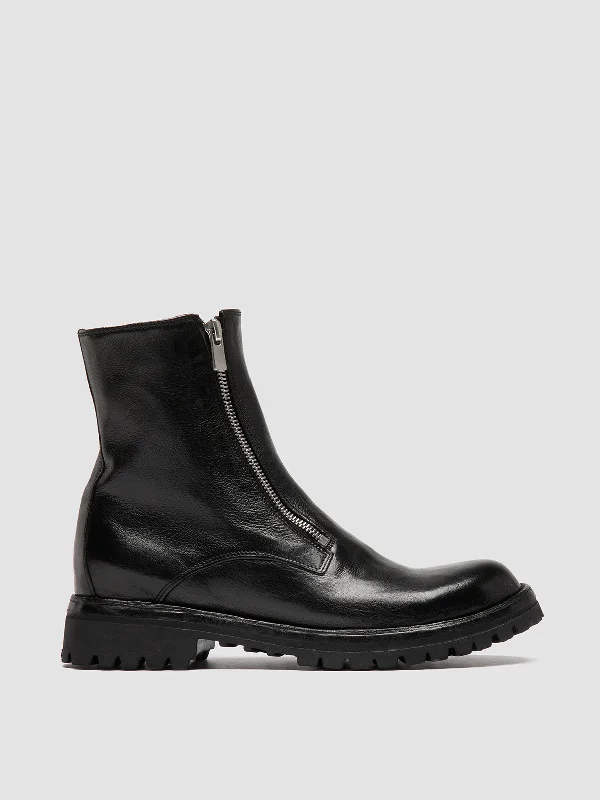 Sustainable Women's Recycled Material Loafers in Gray for Eco - Conscious ShoppersLORAINE 026 - Black Leather Zipped Boots