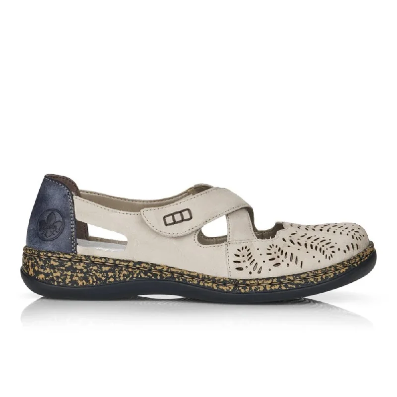 Sustainable Women's Recycled Material Loafers in Gray for Eco - Conscious ShoppersRieker Women's Daisy 46375-60 - Marble/Jeans