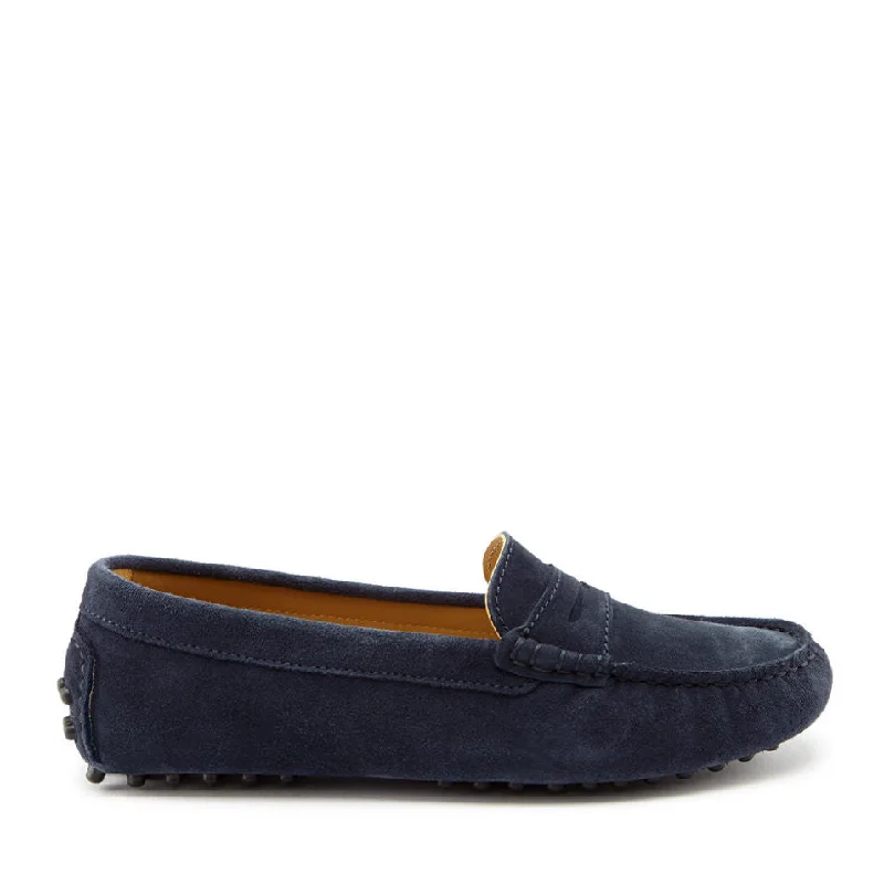 Women's Embroidered Floral Pattern Loafers in Beige for a Spring - Inspired OutfitWomen's Penny Driving Loafers, navy blue suede Women's Embroidered Floral Pattern Loafers in Beige for a Spring - Inspired OutfitWomen's Penny Driving Loafers, navy blue suede