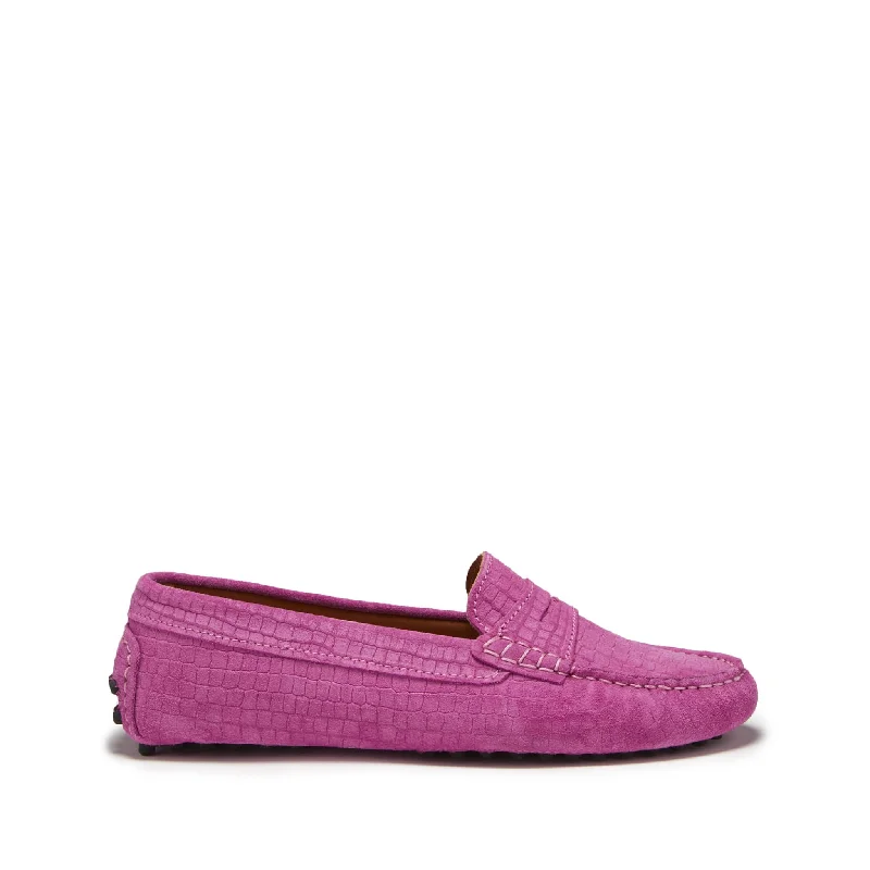 Waterproof Women's Loafers in Black for Rainy DaysWomen's Penny Driving Loafers, pink embossed suede Waterproof Women's Loafers in Black for Rainy DaysWomen's Penny Driving Loafers, pink embossed suede