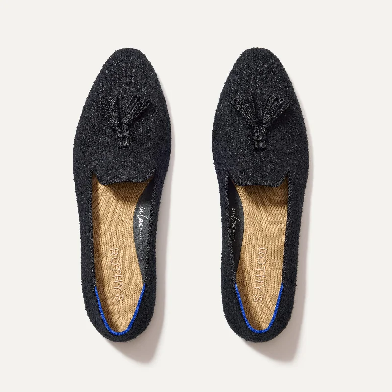 Women's Bow - Embellished Loafers in Red for a Feminine Touch The Almond Tassel Loafer - Black Bouclé