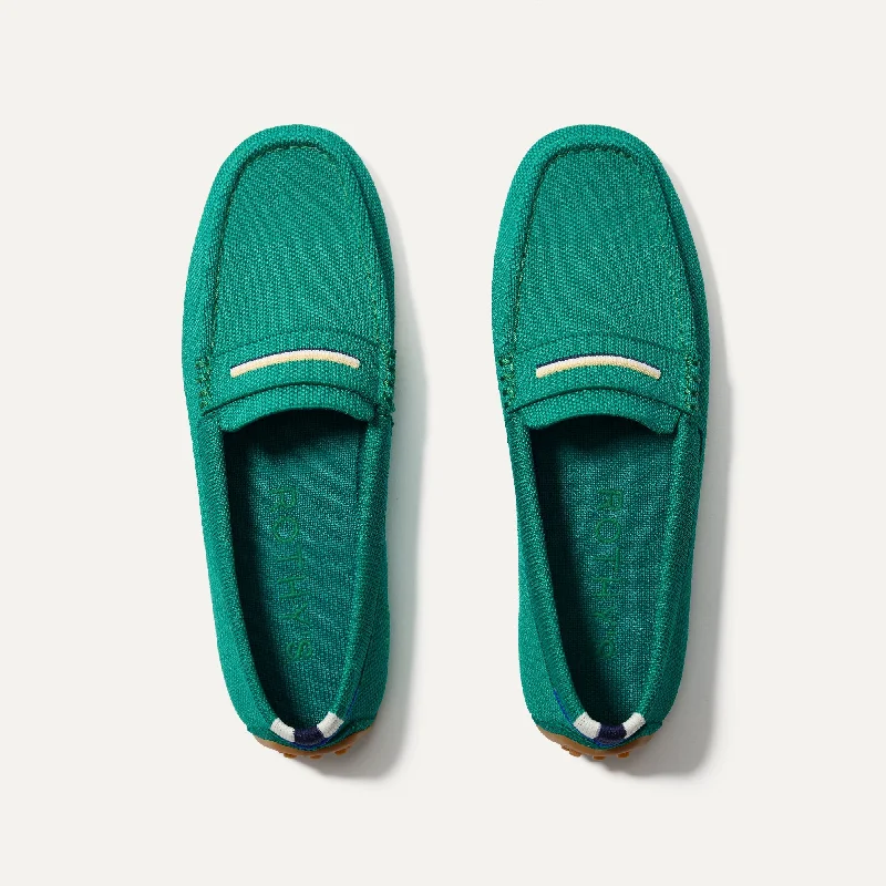Women's Cashmere - Lined Loafers in Burgundy for Warmth in Winter The Driver - Green Melon