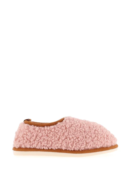 Women's Ballet Flat - Style Slippers with a Rhinestone Embellishment in Silver for a Glamorous Touch Lunar Lorella Sherling Slipper, Pink