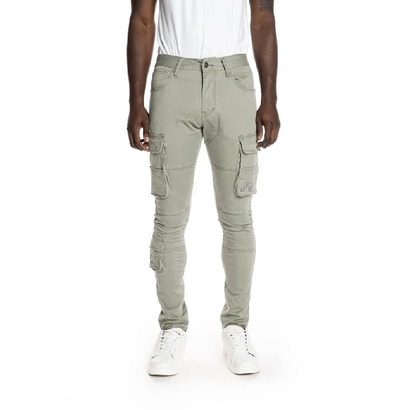 Multipocket Cargo Twill Pants - Light Olive