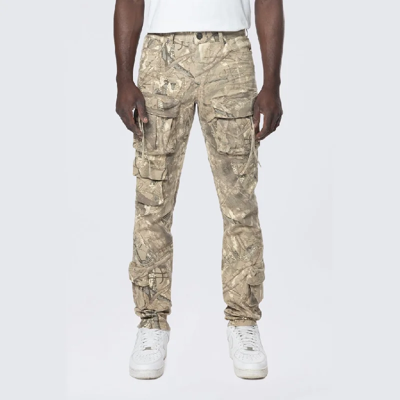 Slim Multi Cargo Pocket Pants - Khaki Hunting Camo