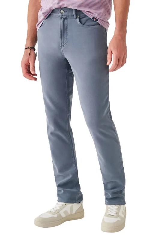 Stretch Terry 5 Pocket Pants In Faded Ocean