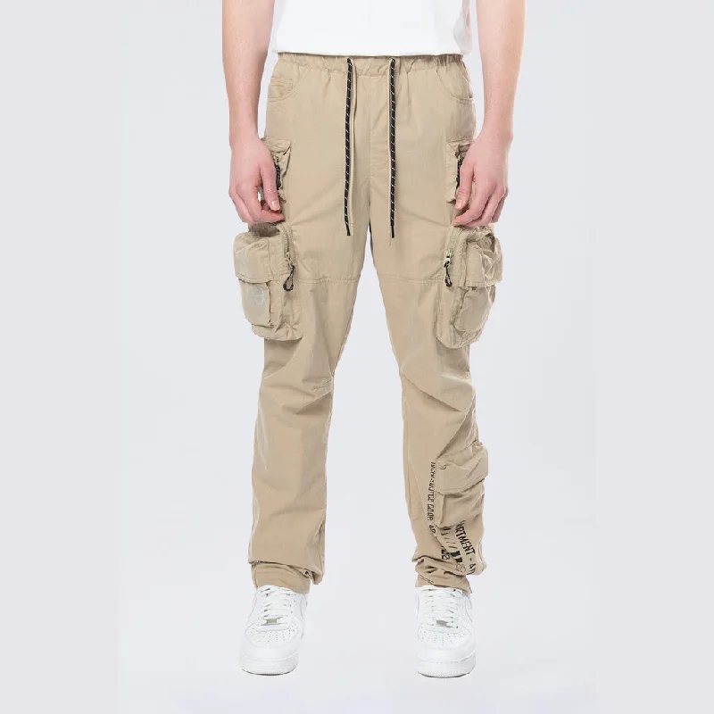 Utility Cargo Windbreaker Pants - Khaki