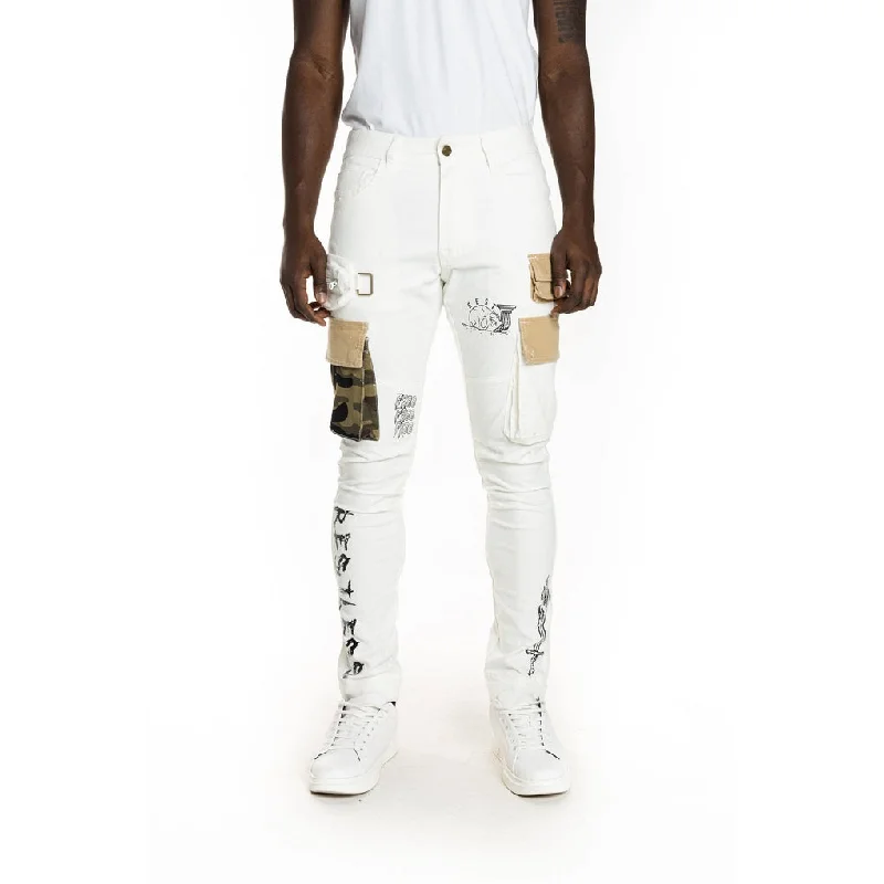 Utility Fashion Cargo Twill Pants - Cream