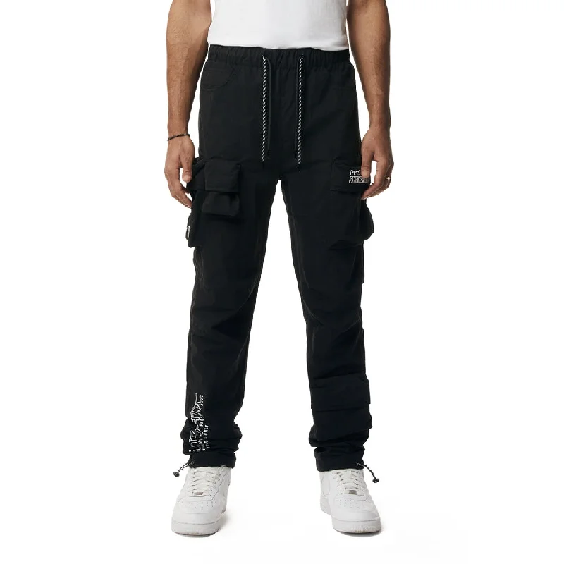 Utility Windbreaker Cargo Pants - Black