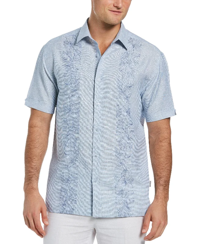 Big & Tall Tropical Panel Linen-Blend Shirt