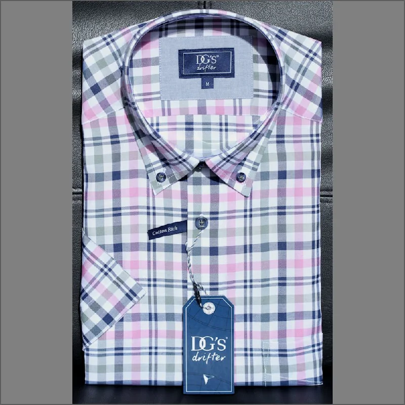 Dg's Pink & Navy Check Short Sleeve+