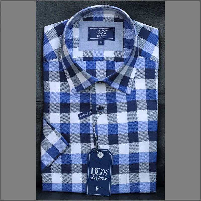 Dg's Navy & Blue Check Short Sleeve Shirt+