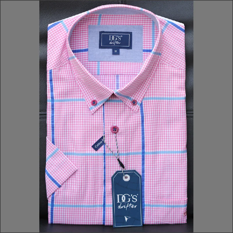 Dg's Pink with Turquoise & Blue Check SS Shirt^