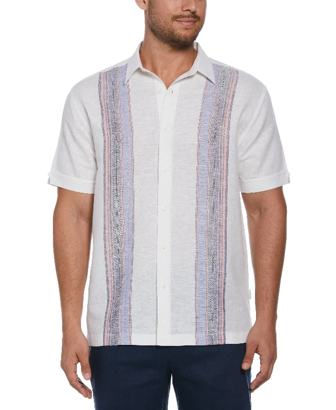 Linen Blend Yarn Dye Panel Shirt