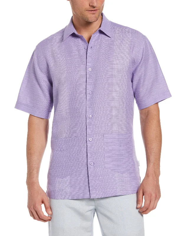 Linen-Blend Yarn Dye Stripe Guayabera Shirt