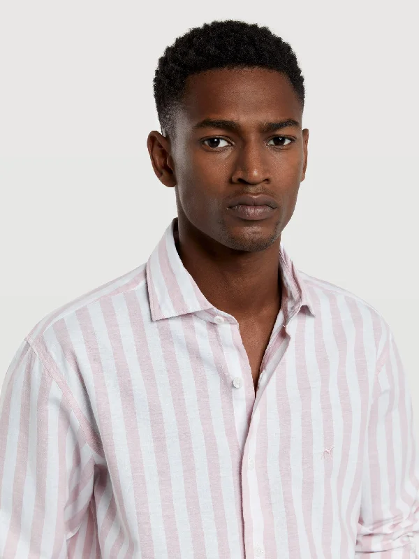 Slim fit special edition cotton-linen blend striped shirt