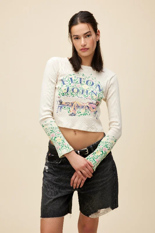 Elton John Floral Pointelle Long Sleeve