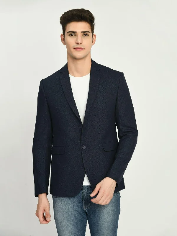 Navy Blue Slim fit Single Breasted Blazer