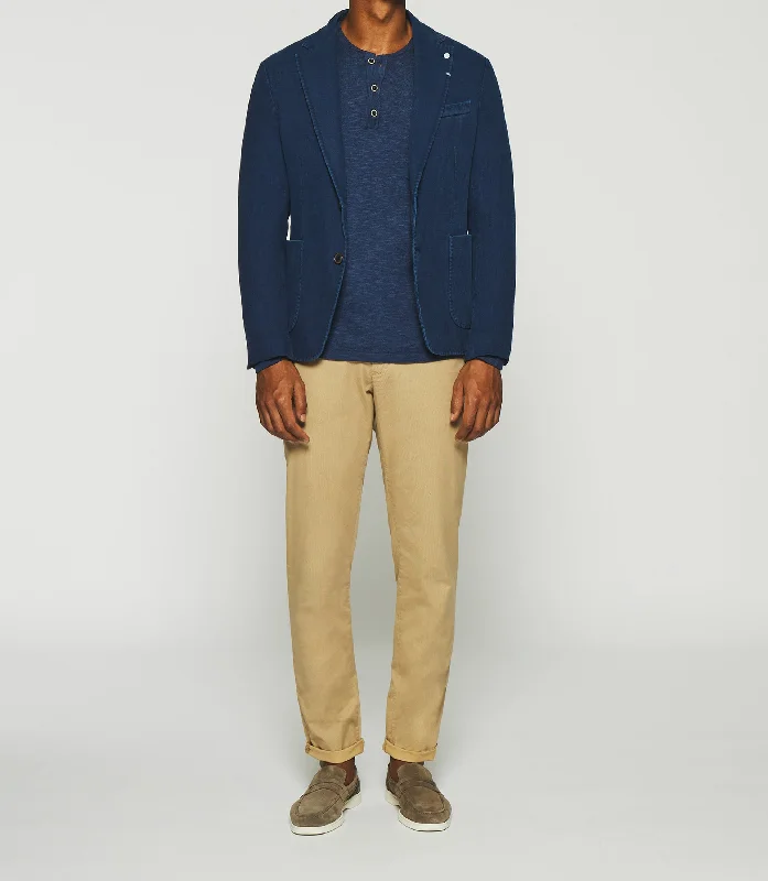 Veste en coton armuré bleu indigo ANDREAS