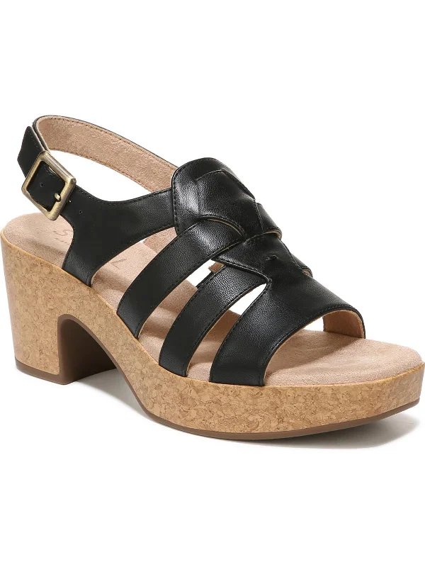 Shock - Absorbing Women's Sandals with a Soft Insole in Black for Active LifestylesAki Womens Faux Leather Peep-Toe Platform Sandals Shock - Absorbing Women's Sandals with a Soft Insole in Black for Active LifestylesAki Womens Faux Leather Peep-Toe Platform Sandals