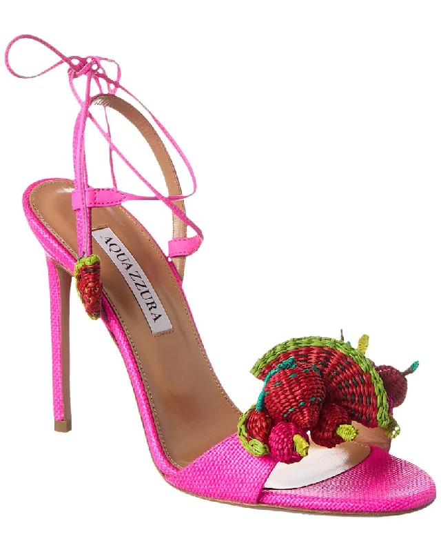 Lightweight Women's Mesh - Paneled Sandals in Yellow for BreathabilityLightweight Women's Mesh - Paneled Sandals in Yellow for BreathabilityAquazzura Strawberry Punch 105 Raffia & Leather Sandal