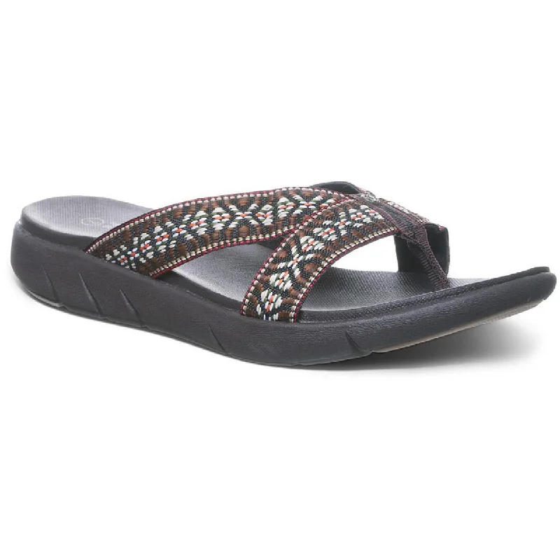 Women's Rhinestone - Embellished Open - Toe Sandals in Silver for a Glamorous Party LookBearpaw Womens Juniper Printed Slip On Thong Sandals