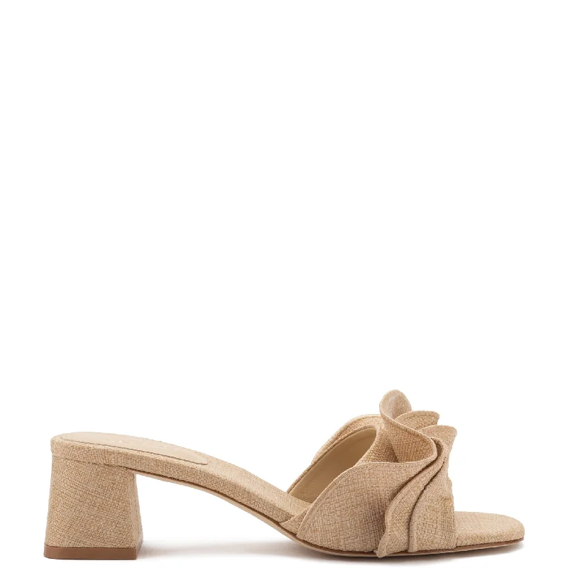 Plus Size Women's Wide - Width Platform Sandals in Black for Added Comfort and HeightBrigitte Ruffle Mule In Beige Raffia Plus Size Women's Wide - Width Platform Sandals in Black for Added Comfort and HeightBrigitte Ruffle Mule In Beige Raffia