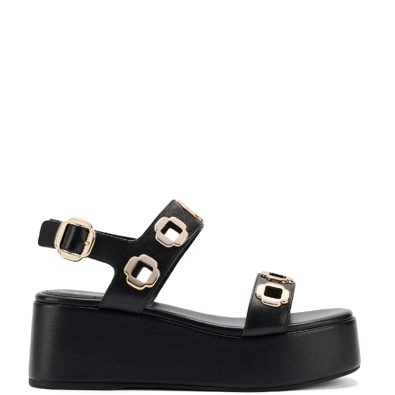 Plus Size Women's Wide - Width Platform Sandals in Black for Added Comfort and HeightMilan Flatform Sandal In Black Leather Plus Size Women's Wide - Width Platform Sandals in Black for Added Comfort and HeightMilan Flatform Sandal In Black Leather