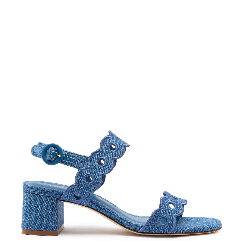 Women's Sandals with a Floral - Printed Upper in Pink for a Feminine Spring LookFlorence Broderie Sandal In Blue Denim Women's Sandals with a Floral - Printed Upper in Pink for a Feminine Spring LookFlorence Broderie Sandal In Blue Denim