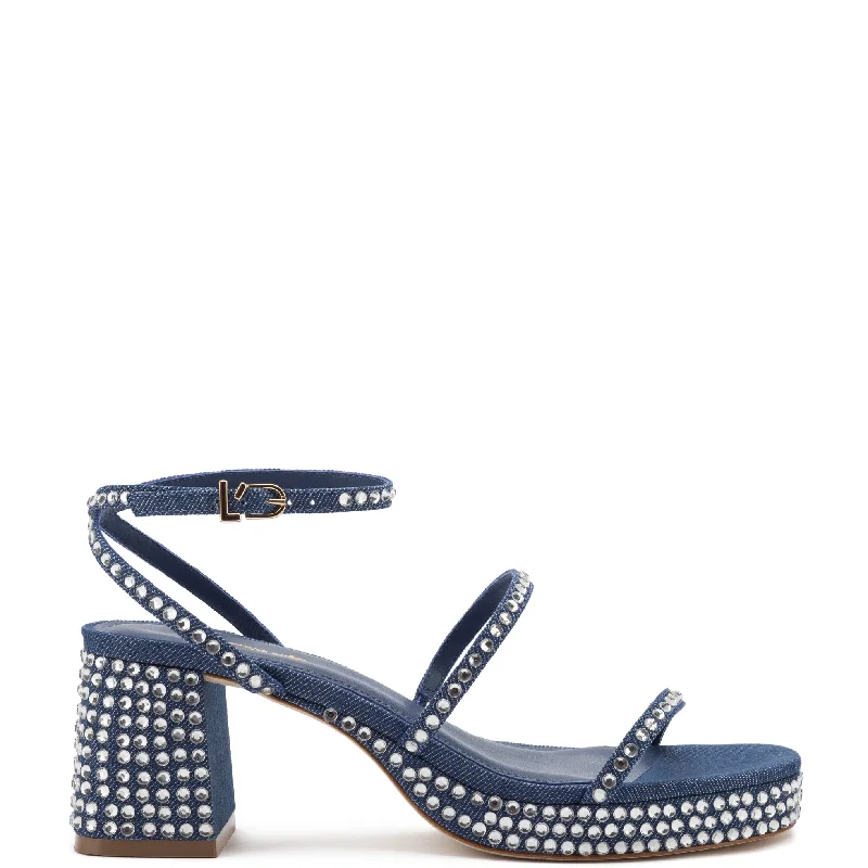 Elastic - Strap Women's Sandals with a Padded Toe in Teal for Easy On - and - OffGio Crystal Sandal In Blue Denim Elastic - Strap Women's Sandals with a Padded Toe in Teal for Easy On - and - OffGio Crystal Sandal In Blue Denim
