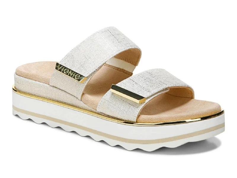 Women's Sandals with a Glitter - Coated Strap in Gold for a Sparkly Summer OutfitVionic: Brandie Women's Sandals with a Glitter - Coated Strap in Gold for a Sparkly Summer OutfitVionic: Brandie